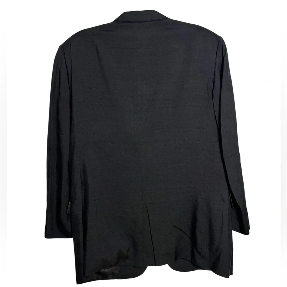 Vintage Christian Dior 100% Silk Blazer Men's‎ 2-Button Black ACTWU USA 80s 90s
